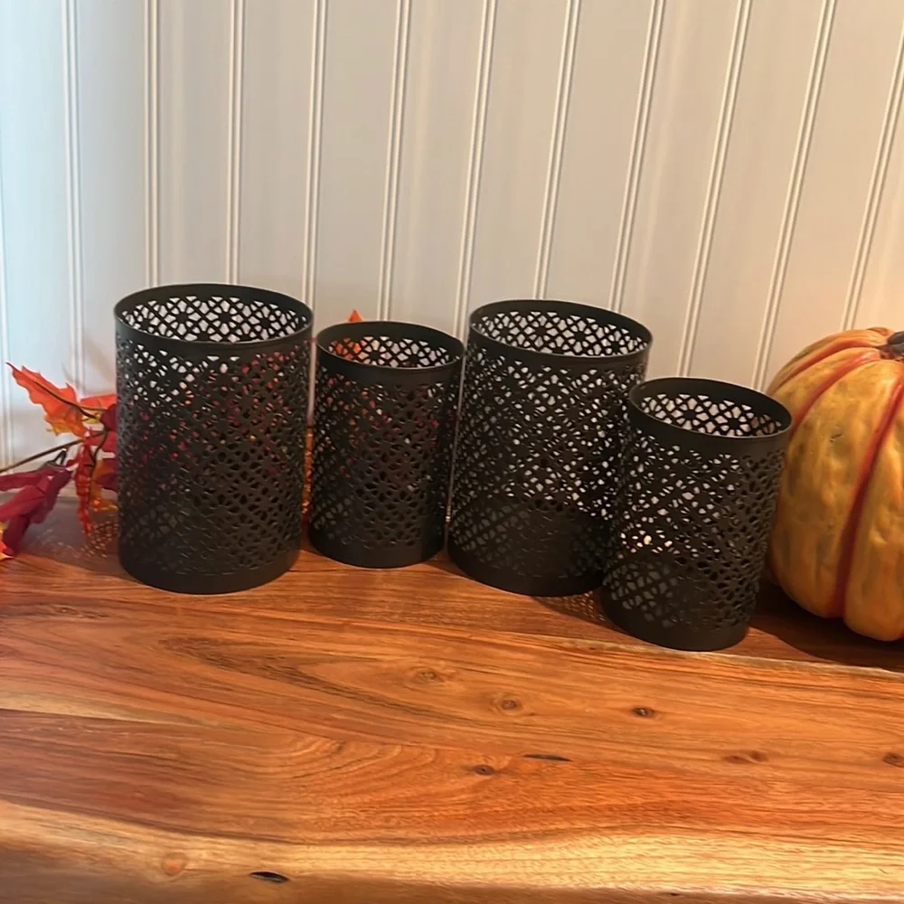 World Market Metal Candle Lattice Lanterns 4 Piece Set
